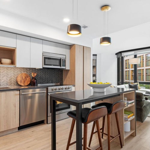 The Byron Kitchen  Spacious kitchen with island, and  large oversized windows